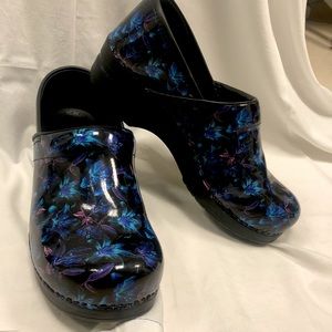 Blue floral Dansko Clogs